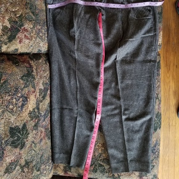 Vintage 90s, grey stripes, pleated dress pants, M, Le Chateau - Picture 7 of 9